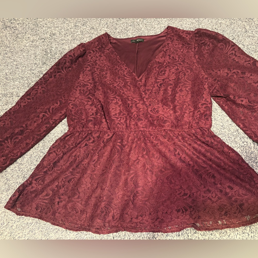 Lane Bryant Burgundy Lace Blouse Plus Size 14/16